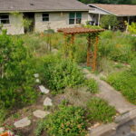 This is an overhead view of pergola and home.